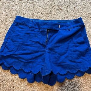J. Crew High Waist Blue Scalloped Shorts